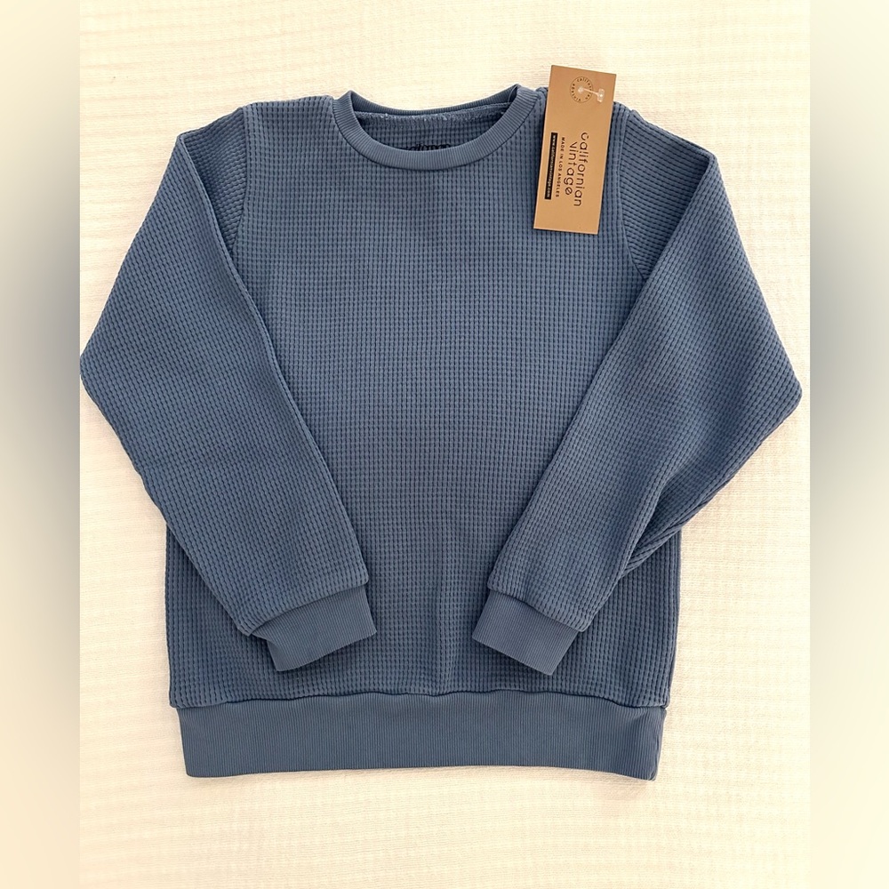 Kids- Blue Waffle Knit Sweatshirt- New w/ Tags